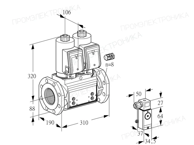 Kromschroder VCS 780F05NNWSR3B/4-P3/PPPP — двойной электромагнитный газовый клапан — 88207133