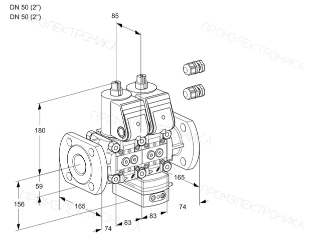 Kromschroder VCV 3E50F/50F05NVKWR3/PPPP/PPPP — двойной электромагнитный газовый клапан — 88104513