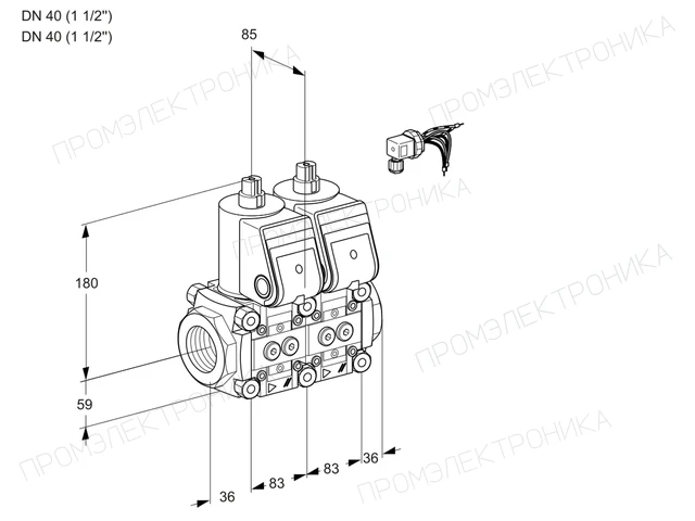 Kromschroder VCS 3E40R/40R05NNWR/PPPP/PPPP — двойной электромагнитный газовый клапан — 88102692