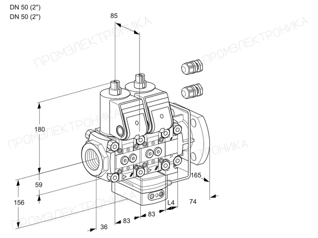 Kromschroder VCH 3E50R/50F05NHEVWR3/PPPP/PPPP — двойной электромагнитный газовый клапан — 88106300
