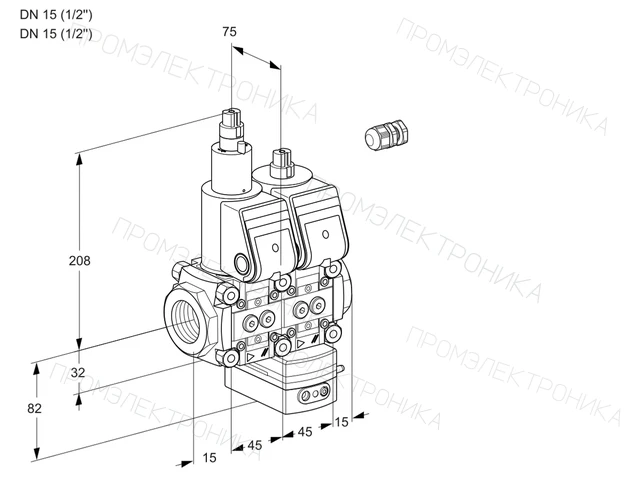 Kromschroder VCG 1E15R/15R05LGEWR/PPPP/PPPP — двойной электромагнитный газовый клапан — 88100339