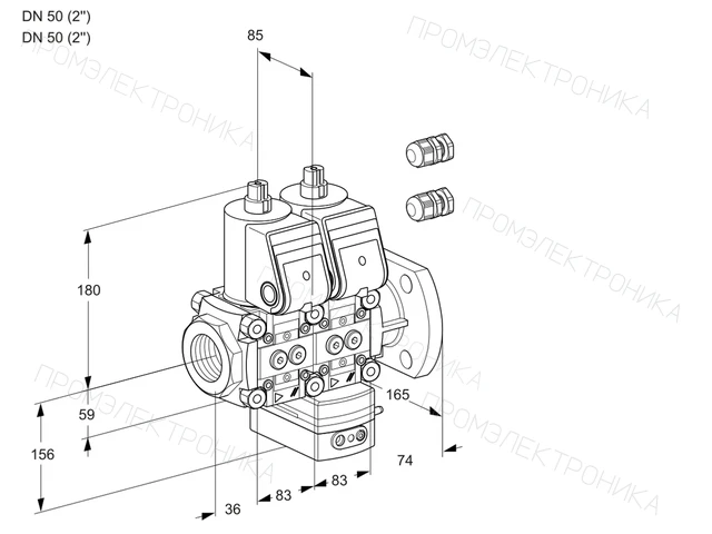 Kromschroder VCH 3E50R/50F05NHEWR3/PPPP/PPPP — двойной электромагнитный газовый клапан — 88101588