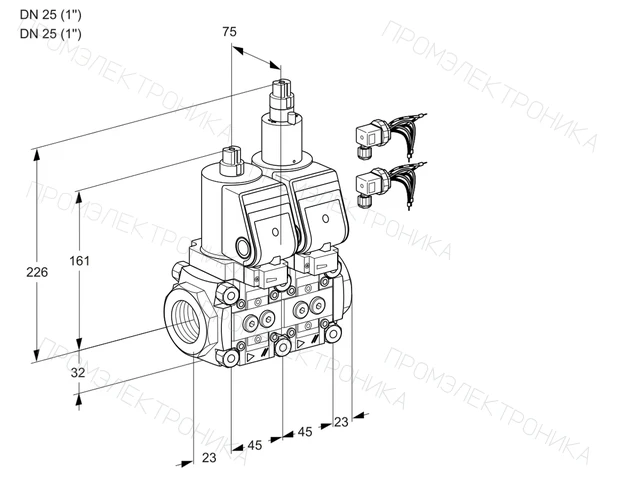Kromschroder VCS 1E25R/25R05NLWGR8/PPPP/PPPP — двойной электромагнитный газовый клапан — 88104321