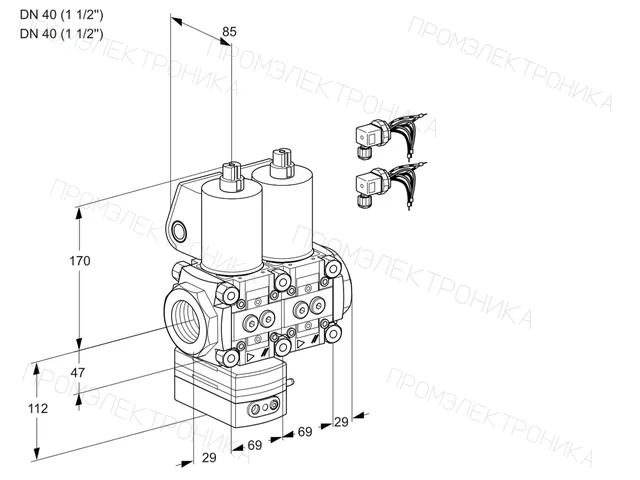 Kromschroder VCG 2E40R/40R05GENWL6/PPPP/PPPP — двойной электромагнитный газовый клапан — 88104293