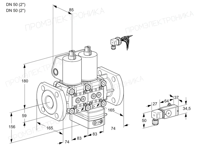 Kromschroder VCV 3E50F/50F05NVKWL/PPPP/2-PP — двойной электромагнитный газовый клапан — 88103340