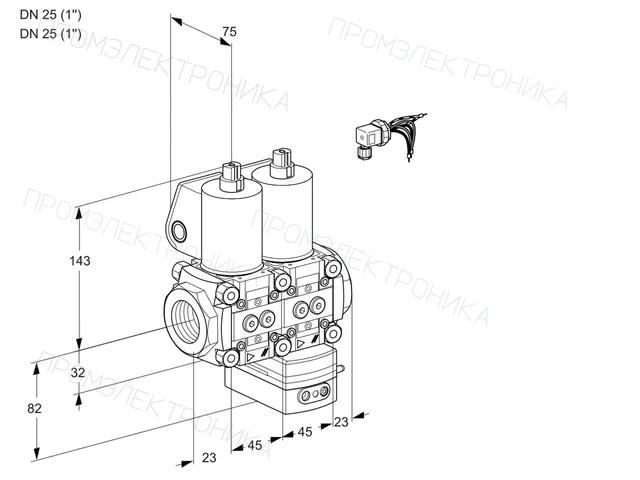 Kromschroder VCG 1E25R/25R05NGEWL/PPPP/MMMM — двойной электромагнитный газовый клапан — 88107831