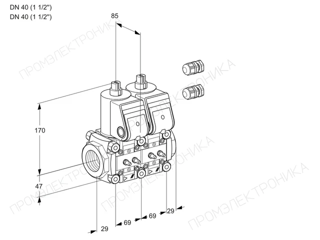 Kromschroder VCS 2E40R/40R05NNWR3/MMMM/MMMM — двойной электромагнитный газовый клапан — 88104830
