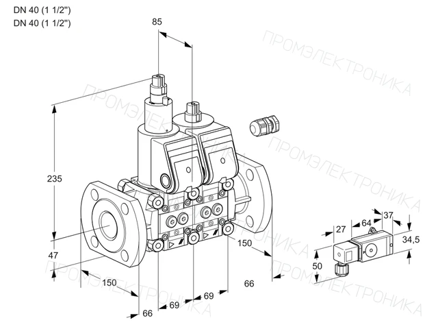 Kromschroder VCS 2E40F/40F05LNWR/3-PP/-3PP — двойной электромагнитный газовый клапан — 88106695