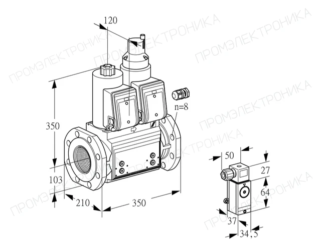 Kromschroder VCS 8100F05NLWR3B/P3PP/PPPP — двойной электромагнитный газовый клапан — 88207590