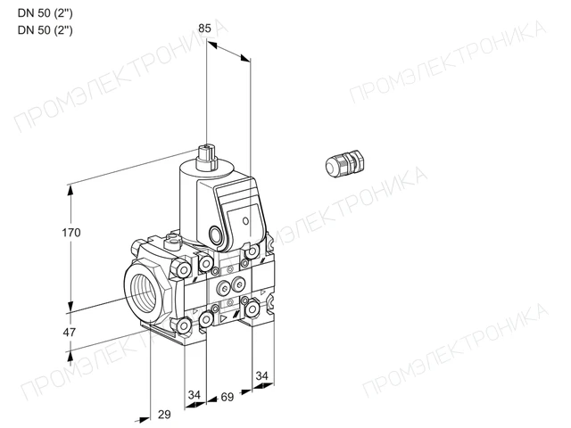 Kromschroder VAS 2E50R/50R05FNVWR/PP/PP — электромагнитный газовый клапан — 88102471