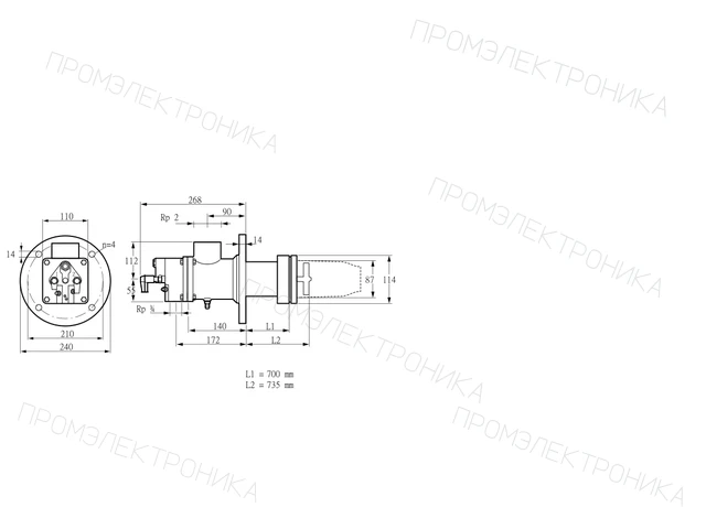 Kromschroder BIC 80HB-700/735-(16)F — промышленная газовая горелка — 84032080