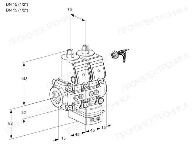 Kromschroder VCG 1E15R/15R05NGEWR/PPPP/PPPP — двойной электромагнитный газовый клапан — 88103811