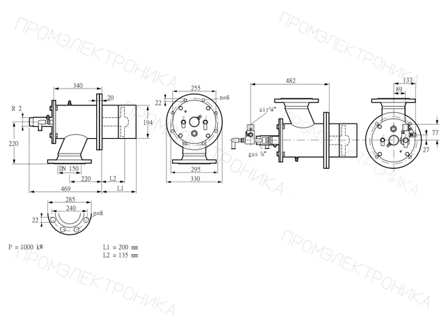Kromschroder ZIO 200HBL-200/135-(23)D — промышленная газовая горелка — 84277074