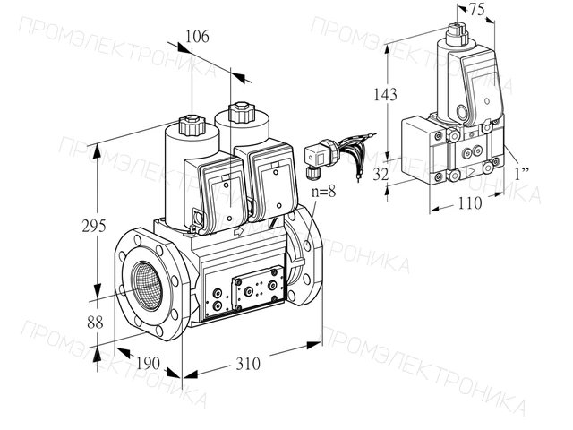 Kromschroder VCS 780F05NNWRE/PPPP/PPZ- — двойной электромагнитный газовый клапан — 88207640