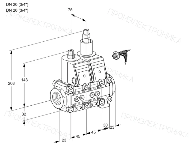 Kromschroder VCS 1E20R/20R05NLVWR/PPPP/PPPP — двойной электромагнитный газовый клапан — 88106464