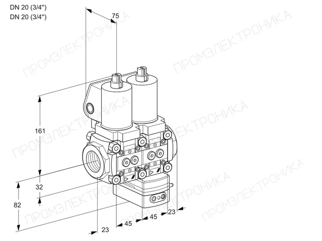 Kromschroder VCG 1T20N/20N05NGAQSL/PPPP/PPPP — двойной электромагнитный газовый клапан — 88105450