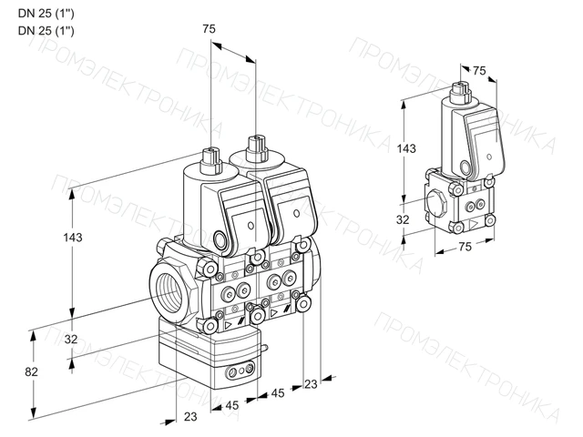 Kromschroder VCG 1T25N/25N05GANQR/PPPP/PPZS — двойной электромагнитный газовый клапан — 88104677