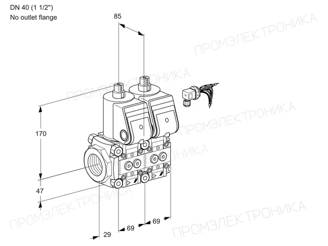 Kromschroder VCS 2E40R/--05NNWR/PPPP/PPPP — двойной электромагнитный газовый клапан — 88106913