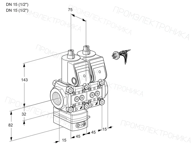 Kromschroder VCD 1E15R/15R05D-100NWR/PPPP/PPPP — двойной электромагнитный газовый клапан — 88106790