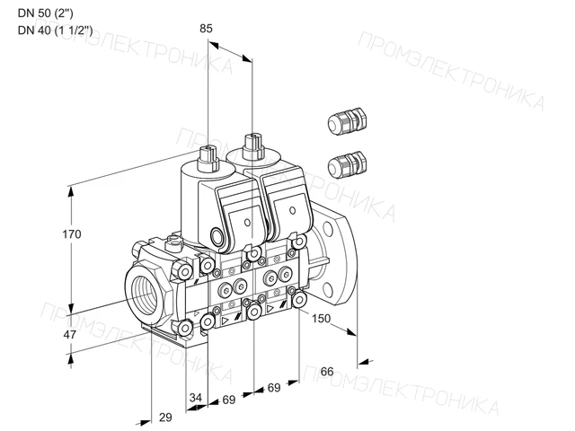 Kromschroder VCS 2E50R/40F05FNNWR3/PPPP/PPPP — двойной электромагнитный газовый клапан — 88101770