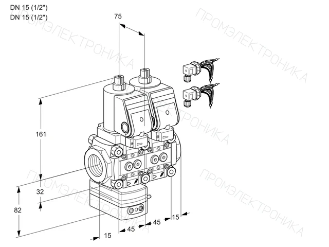 Kromschroder VCD 1E15R/15R05D-100NWSR8/PPPP/PPPP — двойной электромагнитный газовый клапан — 88103876