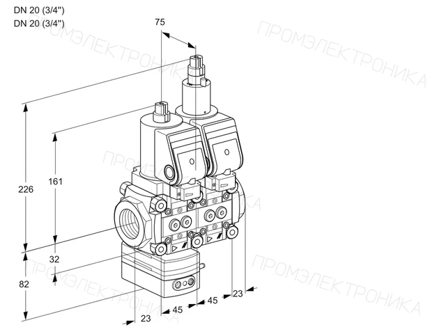 Kromschroder VCD 1T20N/20N05D-100LQSR/PPPP/PPPP — двойной электромагнитный газовый клапан — 88104409
