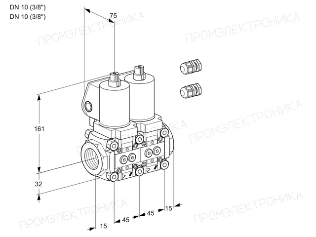 Kromschroder VCS 1E10R/10R05NNWSL3/PPPP/PPPP — двойной электромагнитный газовый клапан — 88104172