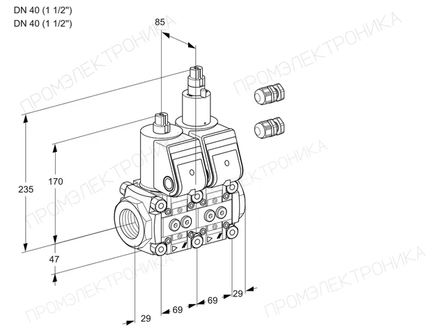 Kromschroder VCS 2E40R/40R05NLKR3/PPPP/PPPP — двойной электромагнитный газовый клапан — 88102713