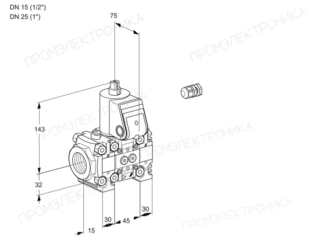 Kromschroder VAS 1E15R/25R05FNVWR/PP/PP — электромагнитный газовый клапан — 88102422