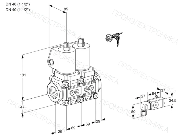 Kromschroder VCS 2E40R/40R05NNKGL/PPPP/2-PP — двойной электромагнитный газовый клапан — 88104804