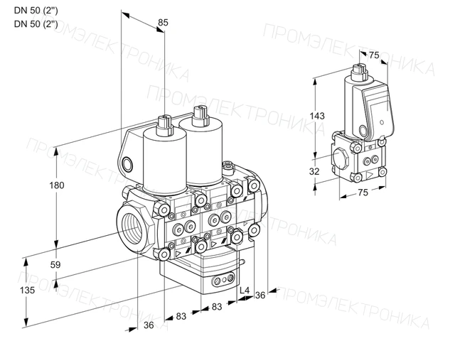 Kromschroder VCG 3T50N/50N05NGNVQL/PPZS/PPPP — двойной электромагнитный газовый клапан — 88106619