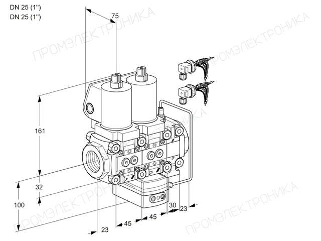 Kromschroder VCH 1E25R/25R05NHEVWSL8/PPPP/PPPP — двойной электромагнитный газовый клапан — 88103371