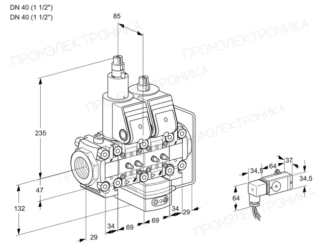 Kromschroder VCH 2T40N/40N05FLHAVQR/MMMM/PP-3 — двойной электромагнитный газовый клапан — 88106969