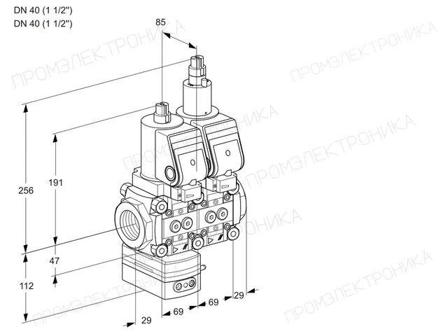 Kromschroder VCD 2E40R/40R05D-25LWSR/PPPP/PPPP — двойной электромагнитный газовый клапан — 88100397