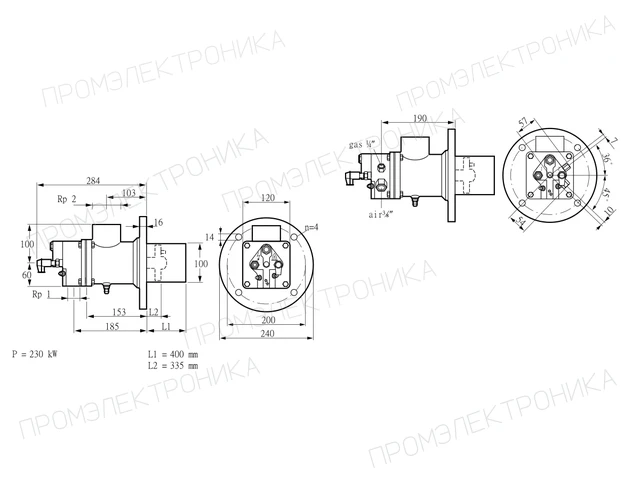 Kromschroder BIO 100HML-400/335-(79)E — промышленная газовая горелка — 84012149