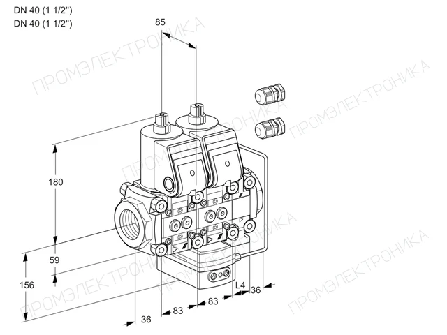 Kromschroder VCH 3E40R/40R05NHEVWR3/PPPP/PPPP — двойной электромагнитный газовый клапан — 88106113