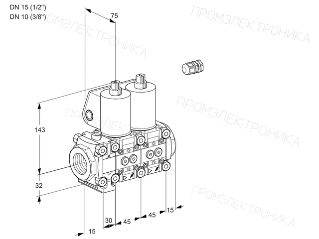 Kromschroder VCS 1E15R/10R05FNNWL3/PPPP/PPPP — двойной электромагнитный газовый клапан — 88105898