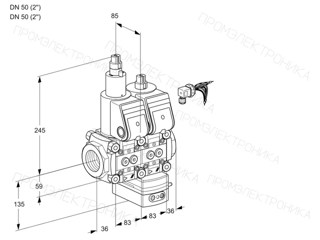 Kromschroder VCD 3E50R/50R05LD-25QR/PPPP/PPPP — двойной электромагнитный газовый клапан — 88107072