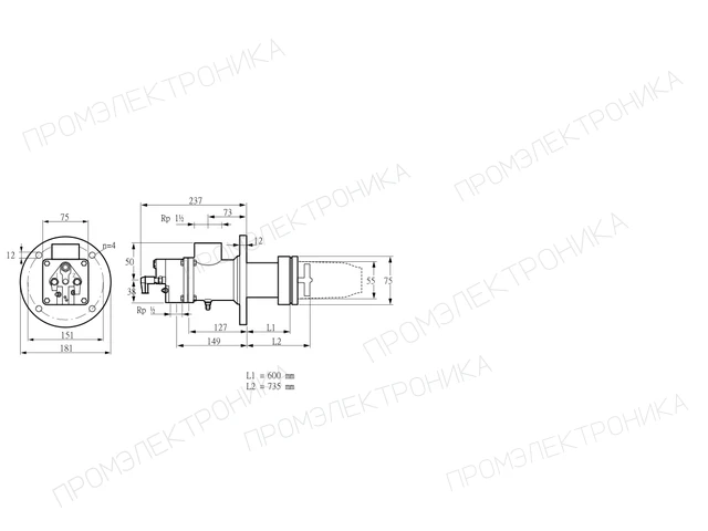 Kromschroder BIC 65/50HBR-600/735-(108)ER — промышленная газовая горелка — 84199109