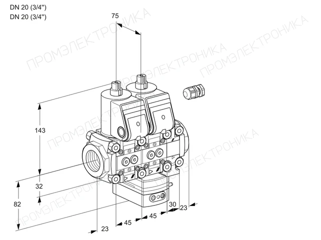Kromschroder VCG 1E20R/20R05NGEVQR/PPPP/PPPP — двойной электромагнитный газовый клапан — 88103730