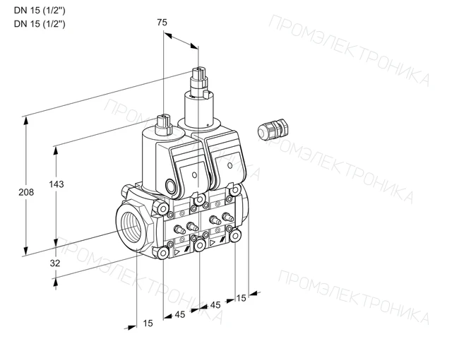Kromschroder VCS 1E15R/15R05NLWR/MMMM/PPPP — двойной электромагнитный газовый клапан — 88105608