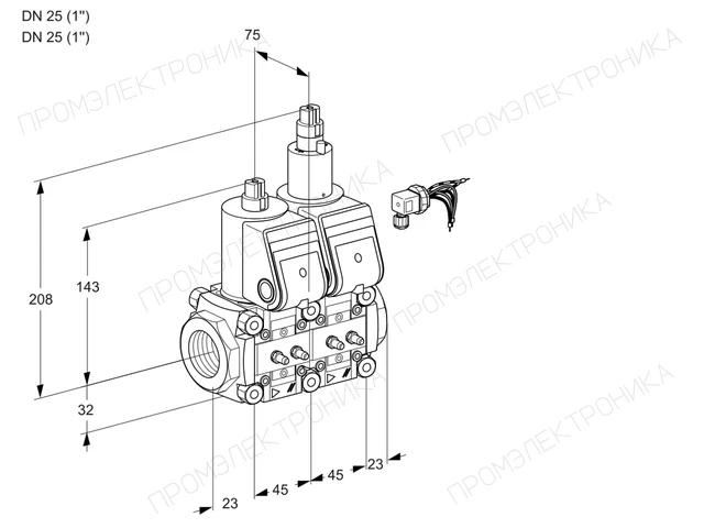 Kromschroder VCS 1E25R/25R05NLWR/MMMM/PPPP — двойной электромагнитный газовый клапан — 88104547
