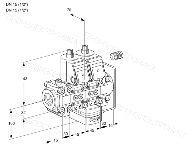 Kromschroder VCH 1E15R/15R05FNHEVWR/PPPP/PPPP — двойной электромагнитный газовый клапан — 88106845