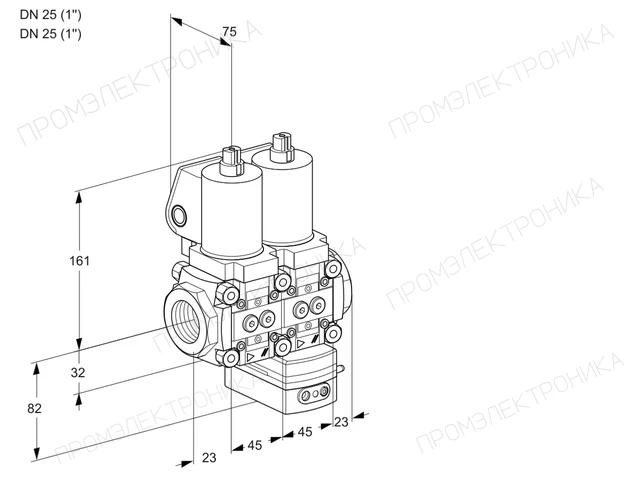 Kromschroder VCG 1T25N/25N05NGNKGL/PPPP/PPPP — двойной электромагнитный газовый клапан — 88100618