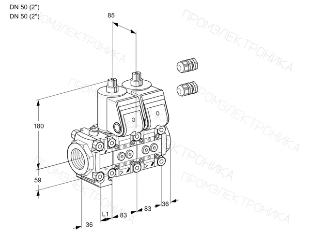 Kromschroder VCS 3E50R/50R05FNNWR3/PPPP/PPPP — двойной электромагнитный газовый клапан — 88106071