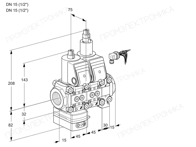 Kromschroder VCG 1E15R/15R05GELVWR/PPPP/PPPP — двойной электромагнитный газовый клапан — 88107389