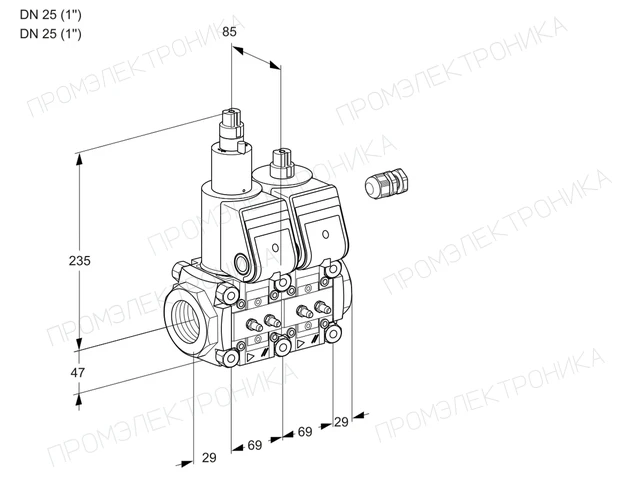 Kromschroder VCS 2E25R/25R05LNWR/MMMM/PPPP — двойной электромагнитный газовый клапан — 88105907