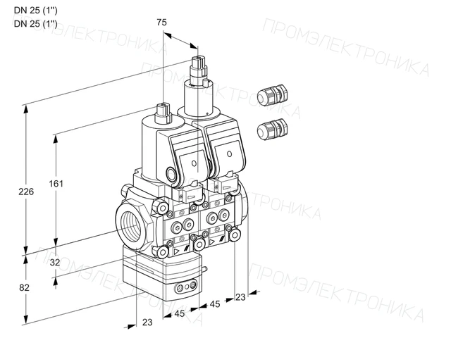 Kromschroder VCD 1E25R/25R05D-25LQSR3/PPPP/PPPP — двойной электромагнитный газовый клапан — 88100408