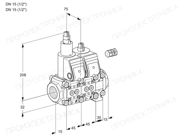 Kromschroder VCS 1E15R/15R05LNVWR/PPPP/PPPP — двойной электромагнитный газовый клапан — 88107708