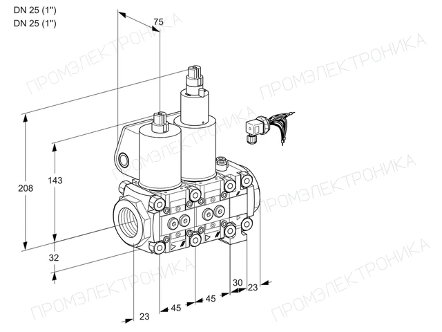 Kromschroder VCS 1E25R/25R05NLVWL/PPPP/PPPP — двойной электромагнитный газовый клапан — 88105134